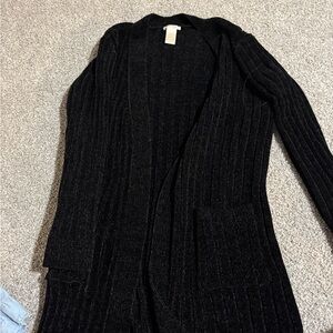 Matty M Black Ribbed Cardigan